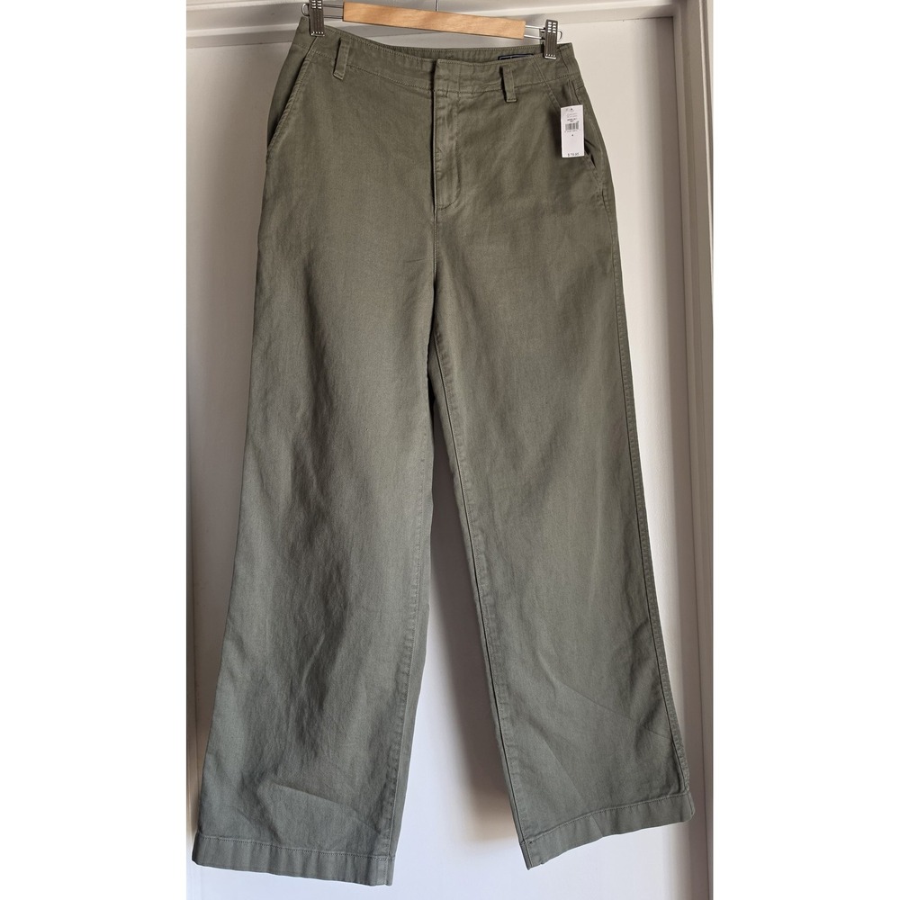 Gap Women's Size 4 Olive Green Cotton Cargo Pants Wide Leg Casual Trousers